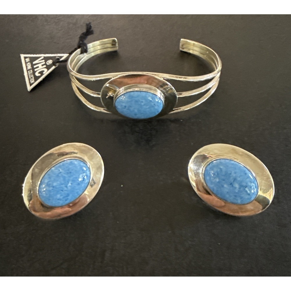 Vtg VHC Sterling Silver Van Horne Collection Cuff Bracelet Earring Set Lot